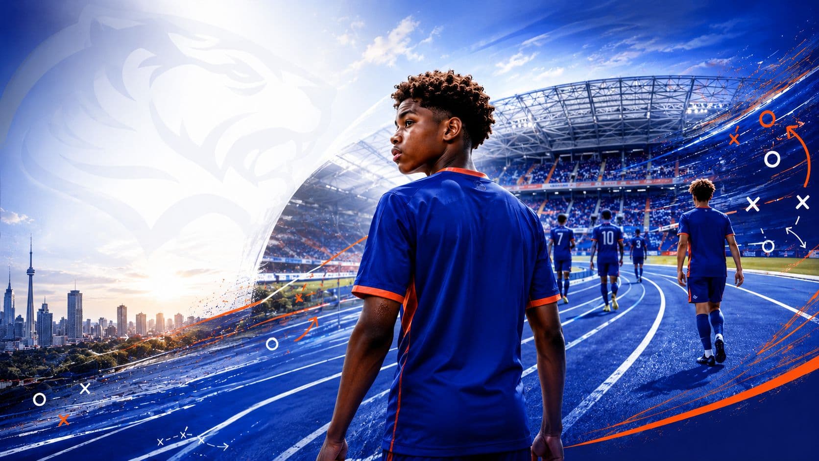 Jeunes joueurs du UFSD entrant sur un terrain de football.